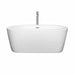 Wyndham Collection Mermaid 60 Inch Freestanding Acrylic White Bathtub With Polished Chrome Trim Front View