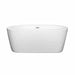 Wyndham Collection Mermaid 60 Inch Freestanding Acrylic White Bathtub With Polished Chrome Trim No Faucet Front View