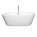 Wyndham Collection Mermaid 67 Inch Freestanding Acrylic White Bathtub With Brushed Nickel Trim Front View