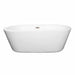 Wyndham Collection Mermaid 67 Inch Freestanding Acrylic White Bathtub With Brushed Nickel Trim No Faucet Front View