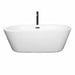 Wyndham Collection Mermaid 67 Inch Freestanding Acrylic White Bathtub With Matte Black Trim Front View