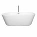 Wyndham Collection Mermaid 67 Inch Freestanding Acrylic White Bathtub With Polished Chrome Trim Front View