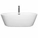Wyndham Collection Mermaid 71 Inch Freestanding Acrylic White Bathtub With Matte Black Trim Front View