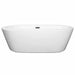 Wyndham Collection Mermaid 71 Inch Freestanding Acrylic White Bathtub With Matte Black Trim No Faucet Front View