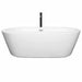 Wyndham Collection Mermaid 71 Inch Freestanding Acrylic White Bathtub With Polished Chrome Trim and Matte Black Faucet Front View