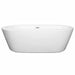 Wyndham Collection Mermaid 71 Inch Freestanding Acrylic White Bathtub With Polished Chrome Trim No Faucet Front View