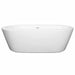 Wyndham Collection Mermaid 71 Inch Freestanding Acrylic White Bathtub With Shiny White Trim No Faucet Front View