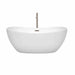 Wyndham Collection Rebecca 60 Inch Freestanding Acrylic White Bathtub With Brushed Nickel Trim Front View
