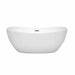 Wyndham Collection Rebecca 60 Inch Freestanding Acrylic White Bathtub With Brushed Nickel Trim No Faucet Front View