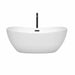 Wyndham Collection Rebecca 60 Inch Freestanding Acrylic White Bathtub With Matte Black Trim Front View