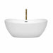Wyndham Collection Rebecca 60 Inch Freestanding Acrylic White Bathtub With Polished Chrome Trim and Brushed Gold Faucet Front View