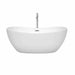 Wyndham Collection Rebecca 60 Inch Freestanding Acrylic White Bathtub With Polished Chrome Trim Front View