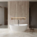 Wyndham Collection Rebecca 65" Freestanding Acrylic White Bathtub With Matte Black Trim Lifestyle