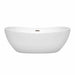 Wyndham Collection Rebecca 65 Inch Freestanding Acrylic White Bathtub With Brushed Nickel Trim No Faucet Front View