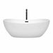 Wyndham Collection Rebecca 65 Inch Freestanding Acrylic White Bathtub With Matte Black Trim Front View