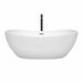 Wyndham Collection Rebecca 65 Inch Freestanding Acrylic White Bathtub With Polished Chrome Trim and Matte Black Faucet Front View