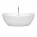 Wyndham Collection Rebecca 65 Inch Freestanding Acrylic White Bathtub With Polished Chrome Trim Front View