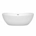 Wyndham Collection Rebecca 65 Inch Freestanding Acrylic White Bathtub With Polished Chrome Trim No Faucet Front View