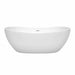 Wyndham Collection Rebecca 65 Inch Freestanding Acrylic White Bathtub With Shiny White Trim No Faucet Front View