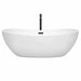 Wyndham Collection Rebecca 70 Inch Freestanding Acrylic White Bathtub With Matte Black Trim Front View