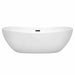 Wyndham Collection Rebecca 70 Inch Freestanding Acrylic White Bathtub With Matte Black Trim No Faucet Front View