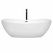 Wyndham Collection Rebecca 70 Inch Freestanding Acrylic White Bathtub With Polished Chrome Trim and Matte Black Faucet Front View