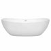 Wyndham Collection Rebecca 70 Inch Freestanding Acrylic White Bathtub With Shiny White Trim No Faucet Front View