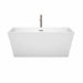Wyndham Collection Sara 59 Inch Freestanding Acrylic White Bathtub With Brushed Nickel Trim Front View