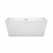 Wyndham Collection Sara 59 Inch Freestanding Acrylic White Bathtub With Brushed Nickel Trim No Faucet Front View