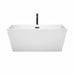 Wyndham Collection Sara 59 Inch Freestanding Acrylic White Bathtub With Matte Black Trim Front View