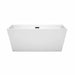 Wyndham Collection Sara 59 Inch Freestanding Acrylic White Bathtub With Matte Black Trim No Faucet Front View