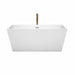 Wyndham Collection Sara 59 Inch Freestanding Acrylic White Bathtub With Polished Chrome Trim and Brushed Gold Faucet Front View