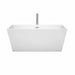 Wyndham Collection Sara 59 Inch Freestanding Acrylic White Bathtub With Polished Chrome Trim Front View