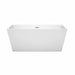 Wyndham Collection Sara 59 Inch Freestanding Acrylic White Bathtub With Polished Chrome Trim No Faucet Front View