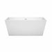 Wyndham Collection Sara 59 Inch Freestanding Acrylic White Bathtub With Shiny White Trim No Faucet Front View