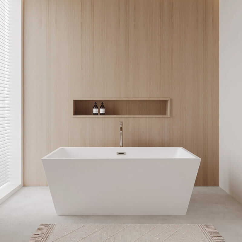Wyndham Collection Sara 63" Freestanding Acrylic Bathtub With Brushed Nickel Trim Lifestyle