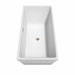 Wyndham Collection Sara 63" Freestanding Acrylic White Bathtub With Brushed Nickel Trim No Faucet Top Side View