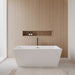 Wyndham Collection Sara 63" Freestanding Acrylic White Bathtub With Polished Chrome Trim and Matte Black Faucet Lifestyle