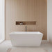 Wyndham Collection Sara 63" Freestanding Acrylic White Bathtub With Shiny White Trim and Matte Black Faucet Lifestyle
