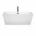 Wyndham Collection Sara 63 Inch Freestanding Acrylic Bathtub With Matte Black Trim Front View