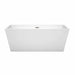 Wyndham Collection Sara 63 Inch Freestanding Acrylic White Bathtub With Brushed Nickel Trim No Faucet Front View