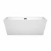Wyndham Collection Sara 63 Inch Freestanding Acrylic White Bathtub With Matte Black Trim No Faucet Front View