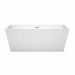 Wyndham Collection Sara 63 Inch Freestanding Acrylic White Bathtub With Polished Chrome Trim No Faucet Front View