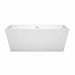 Wyndham Collection Sara 63 Inch Freestanding Acrylic White Bathtub With Shiny White Trim No Faucet Front View