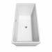 Wyndham Collection Sara 67" Freestanding Acrylic White Bathtub With Brushed Nickel Trim No Faucet Top Side View