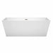 Wyndham Collection Sara 67 Inch Freestanding Acrylic White Bathtub With Brushed Nickel Trim No Faucet Front View