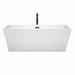 Wyndham Collection Sara 67 Inch Freestanding Acrylic White Bathtub With Matte Black Trim Front View