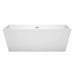 Wyndham Collection Sara 67 Inch Freestanding Acrylic White Bathtub With Polished Chrome Trim No Faucet Front View