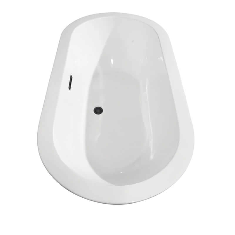 Wyndham Collection Soho 60" Freestanding Acrylic White Bathtub With Matte Black Trim Top Side View