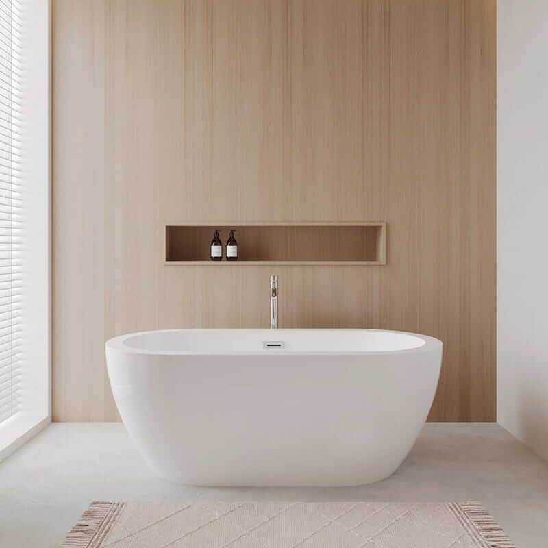 Wyndham Collection Soho 60" Freestanding Acrylic White Bathtub With Polished Chrome Trim Lifestyle